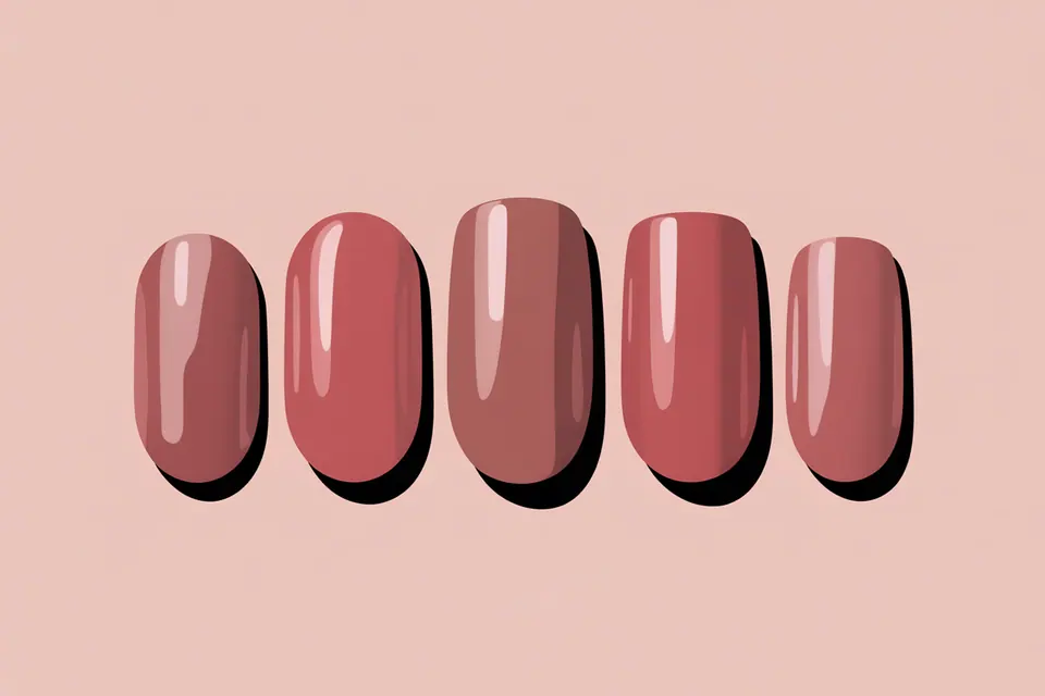 Glossy pink manicure samples with softly rounded outlines.